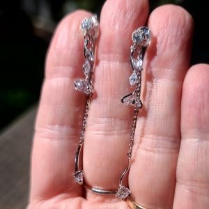Dainty delicate white sapphire & silver earrings